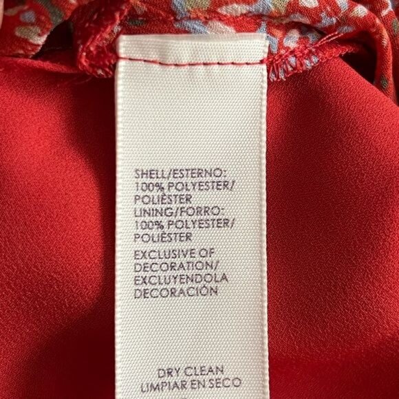 Rebecca Minkoff Deneuve Floral Cold Shoulder Blouse Size XXS Red Bell Sleeve - Picture 7 of 8